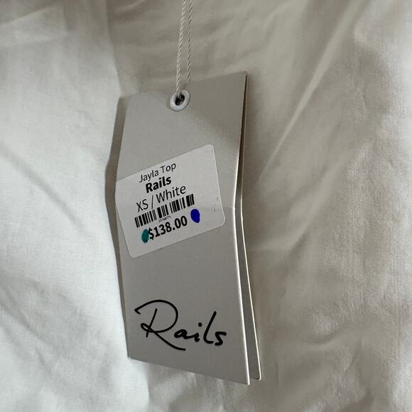 Rails XS Jayla Top One Shoulder Asymmetric White Cotton Lyocell Short Sleeve - Picture 7 of 10